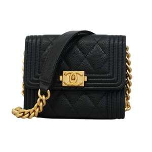CHANEL Authentic Black Caviar Leather Wallet